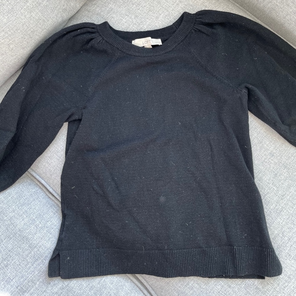 Loft Balloon Sleeve Sweater in Black size XXS petite